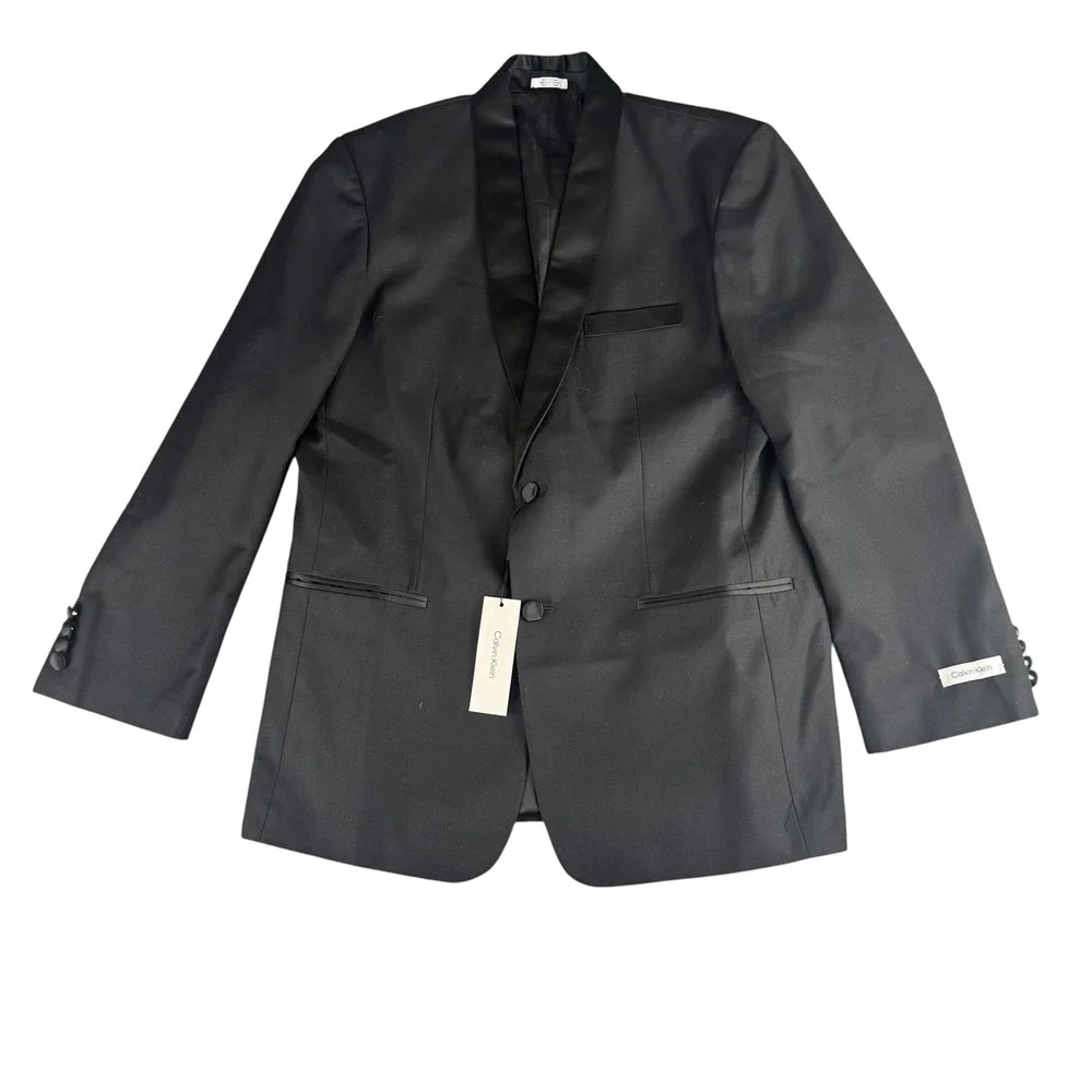 Calvin Klein Boys Black Tuxedo Jacket Shawl Lapel Husky Size 20 CTFDE228 NWT